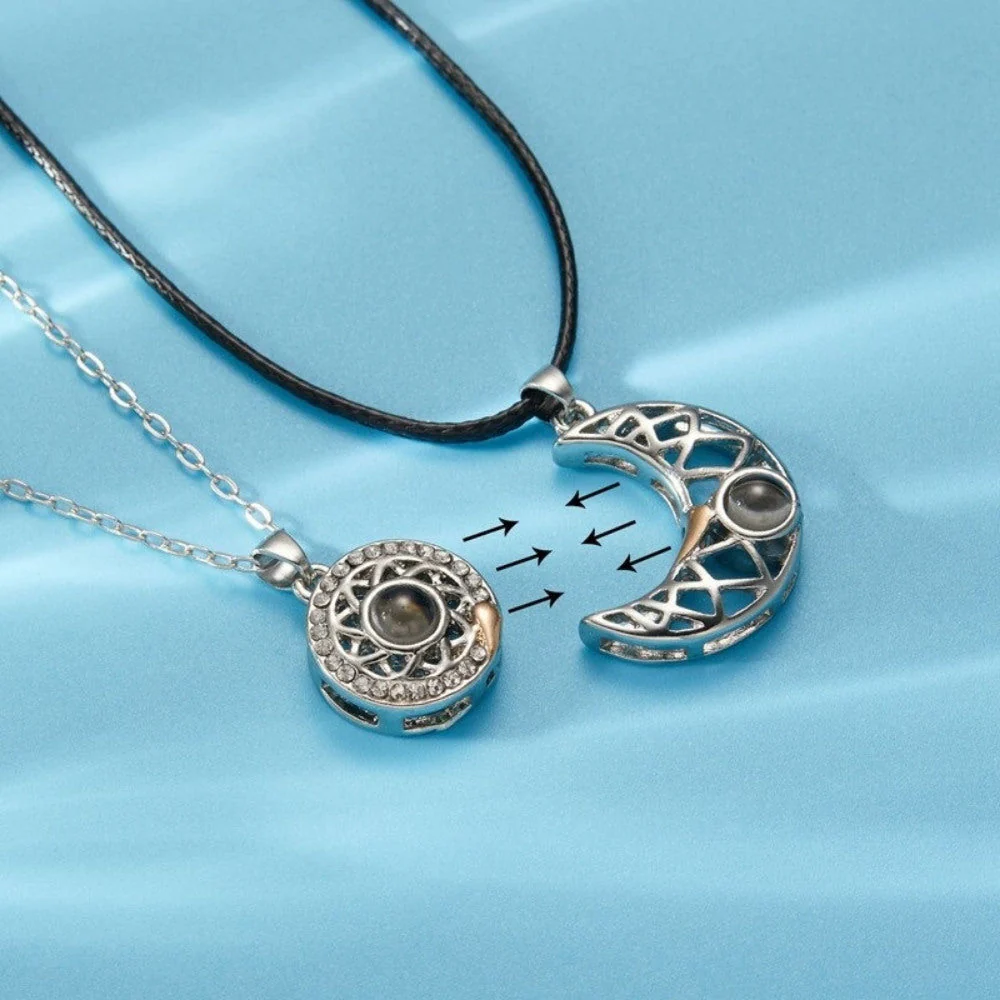 Matching Moon & Sun Magnetic Necklaces for Couples - Image 3