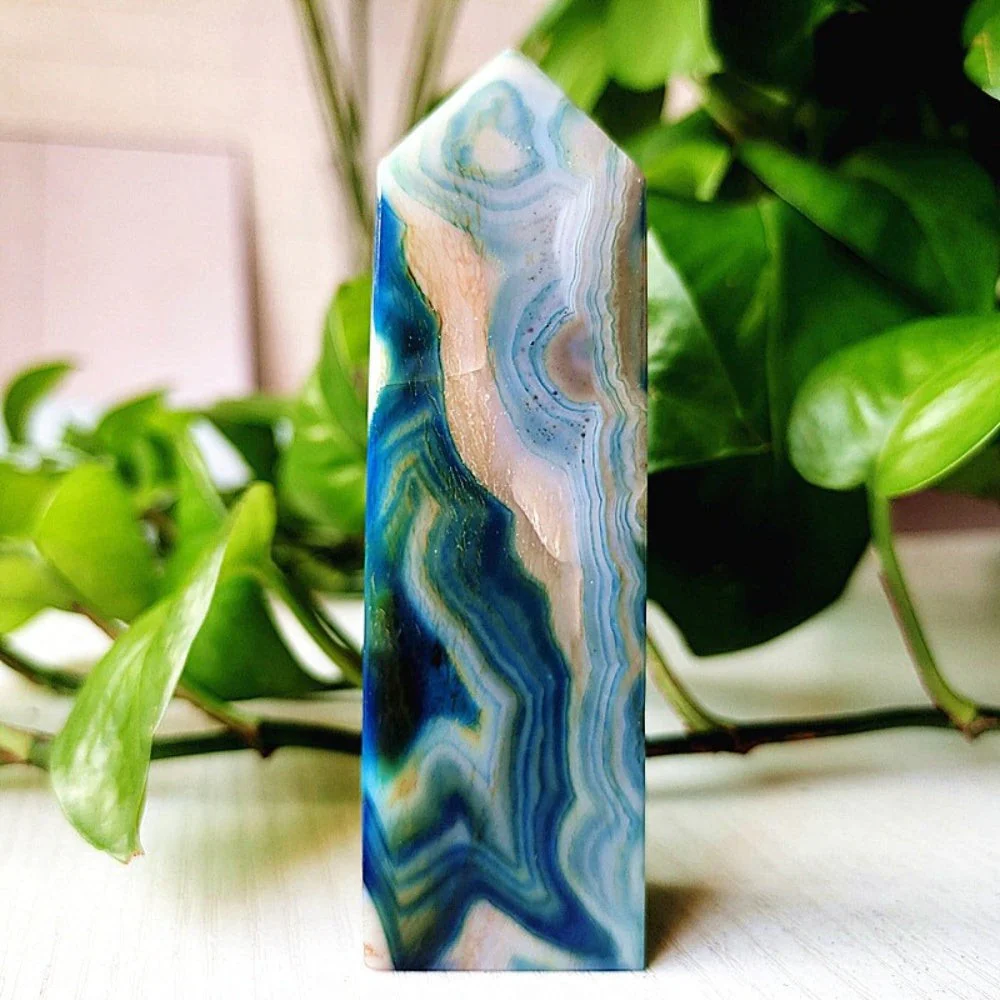 Mesmerizing Blue Silk Agate Crystal Point - Image 10