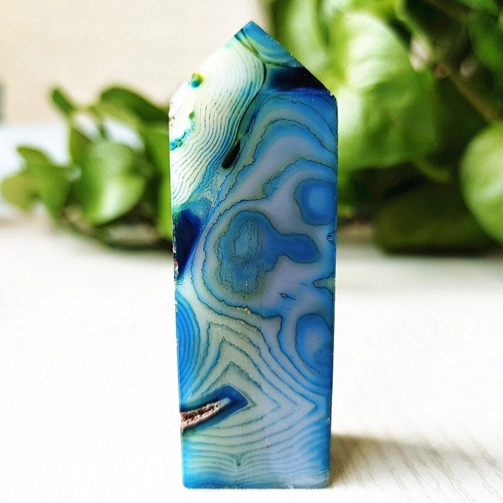 Mesmerizing Blue Silk Agate Crystal Point - Image 4