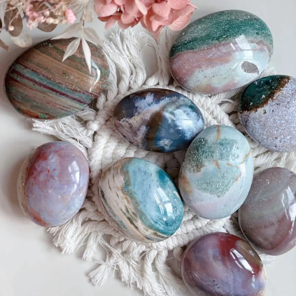 Natural African Ocean Jasper Palm Stone - Image 6
