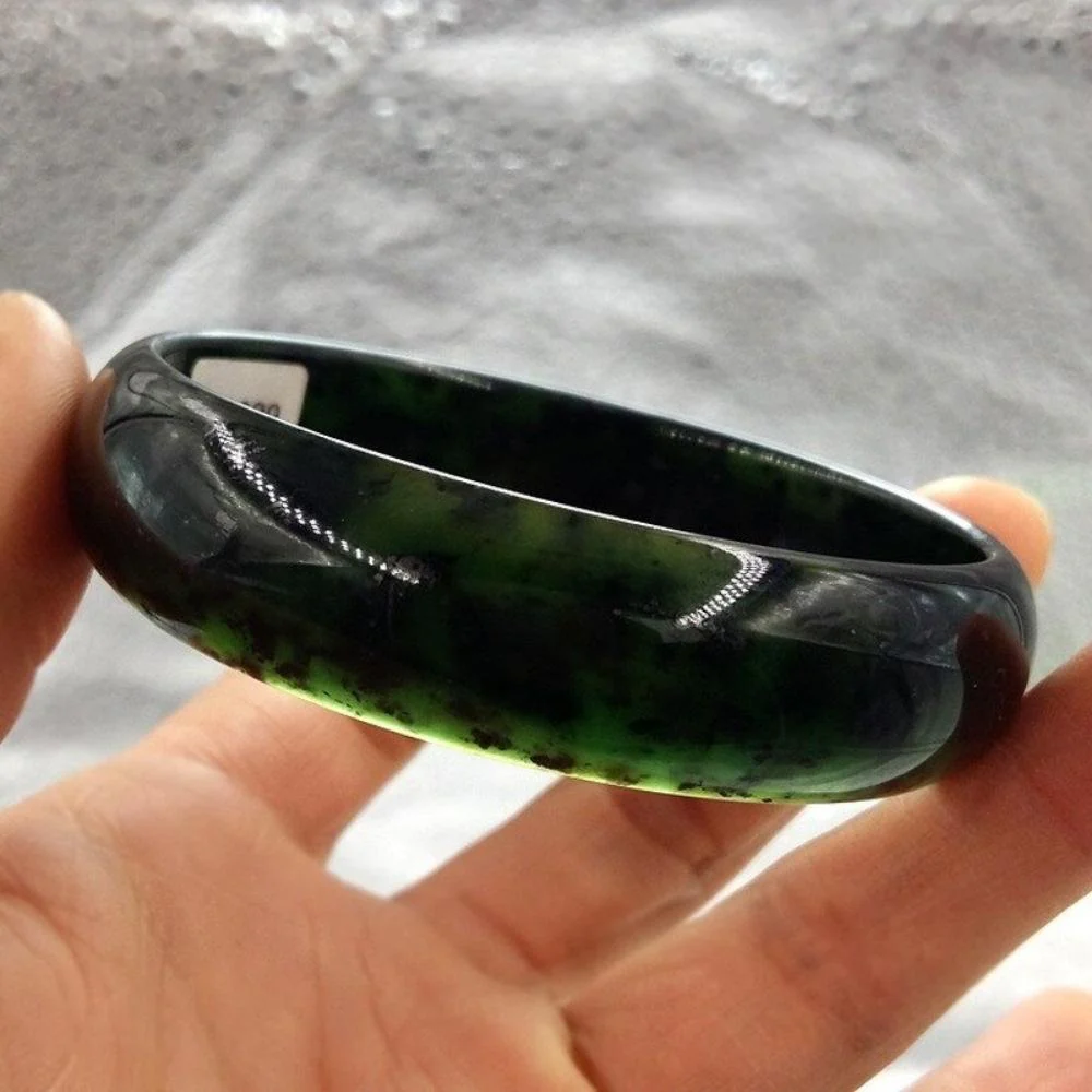 Natural Black Green Jade Bracelet - Image 4