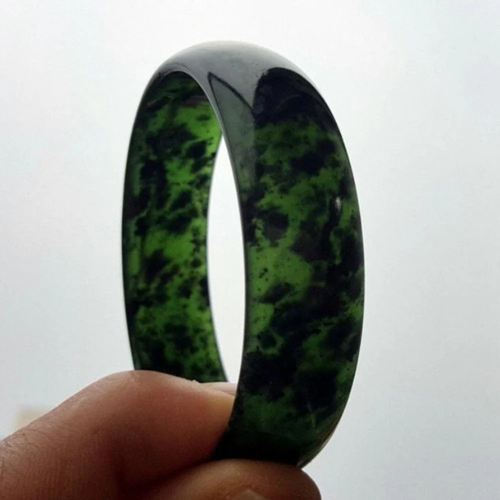 Natural Black Green Jade Bracelet - Image 5