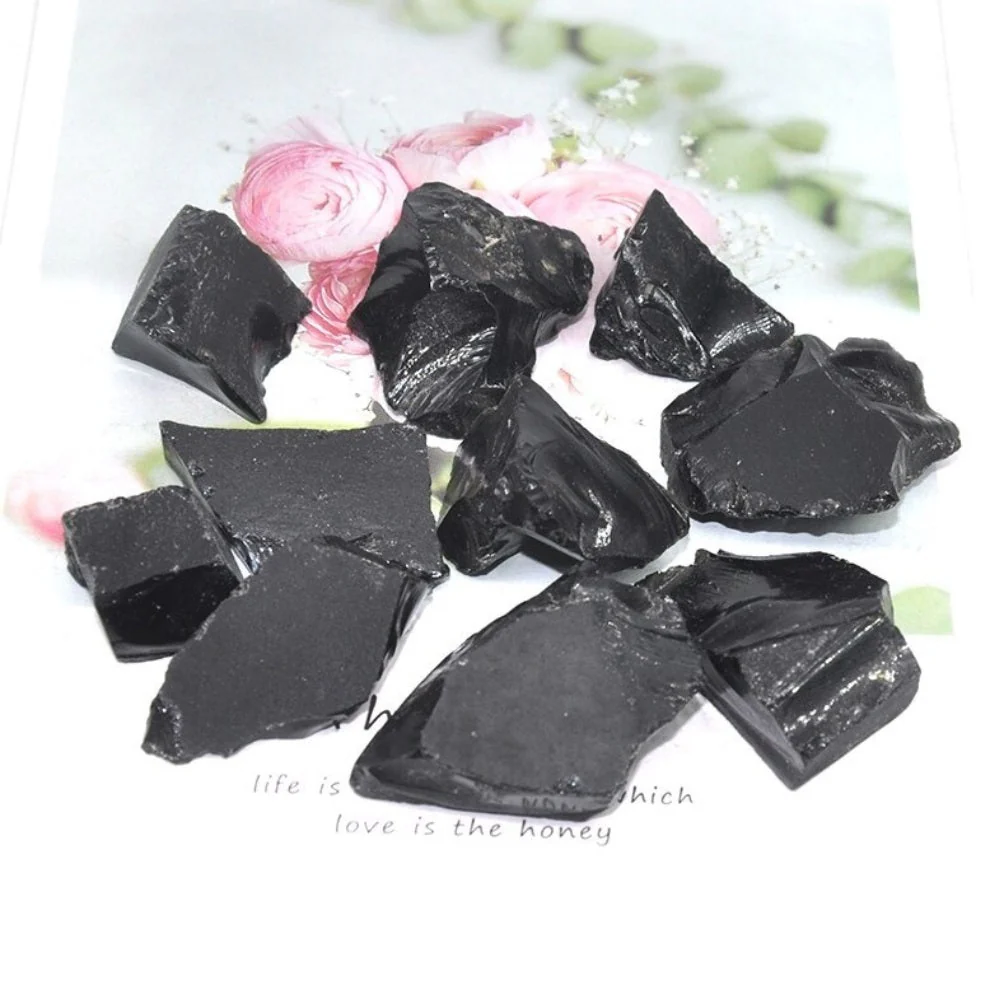 Natural Black Raw Obsidian Stones - Image 3