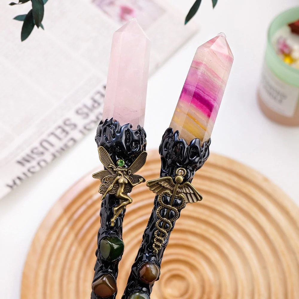 Natural Crystal Point Witchcraft Wand - Image 4