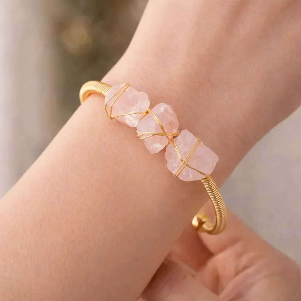 Natural Crystal Raw Stone Bracelet — Healing Energy in Every Bead - Image 2