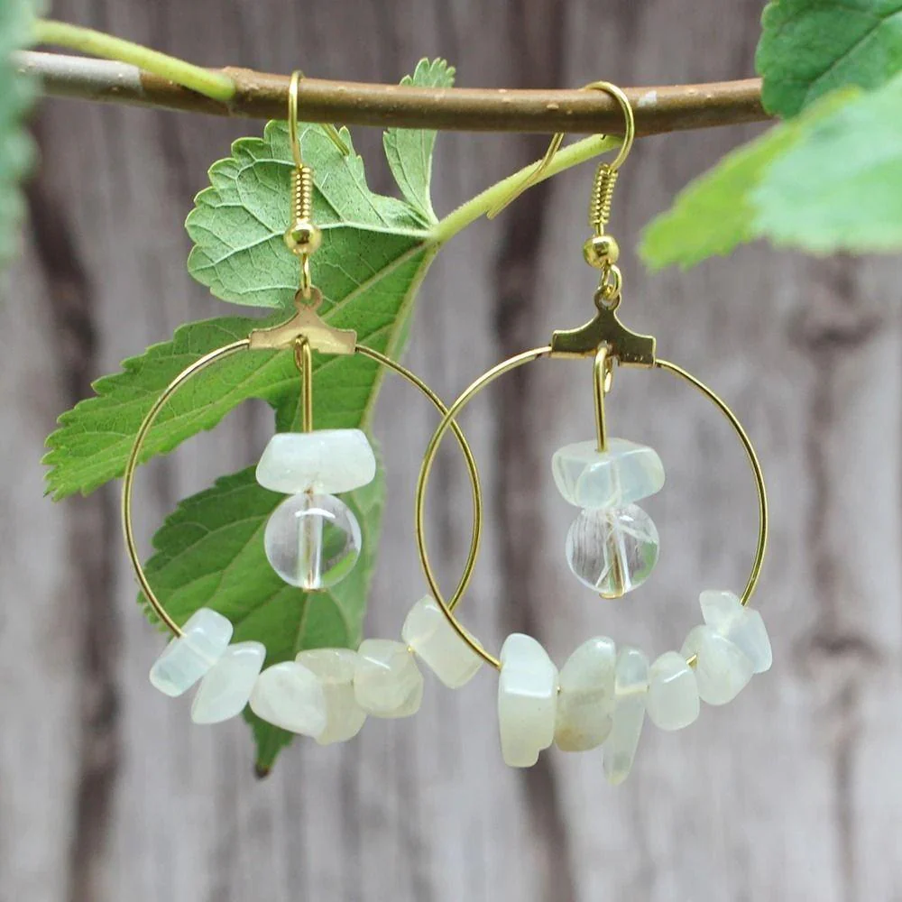 Natural Crystal Stone Drop Earrings - Image 10