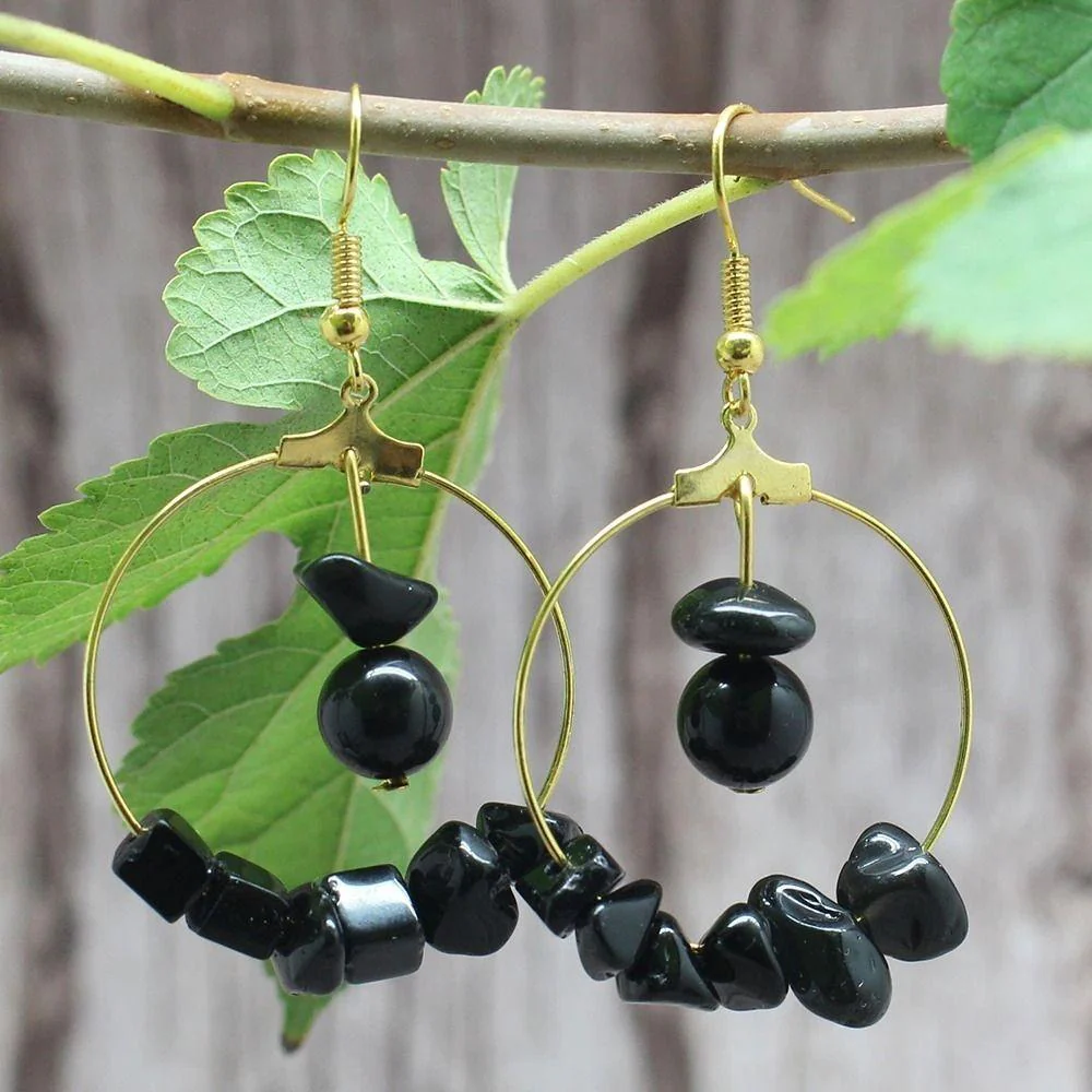 Natural Crystal Stone Drop Earrings - Image 4