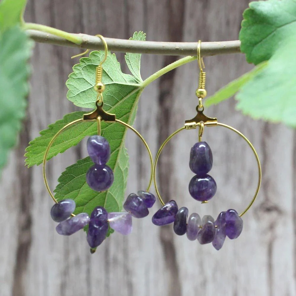Natural Crystal Stone Drop Earrings - Image 5