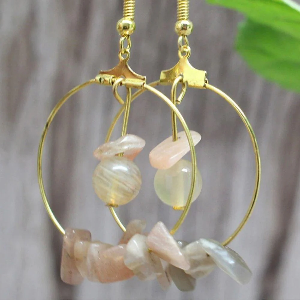 Natural Crystal Stone Drop Earrings - Image 7