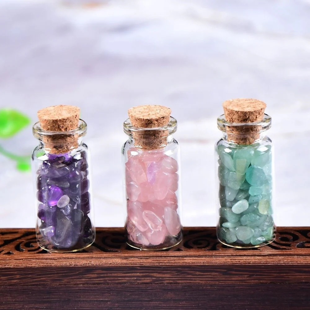 Natural Gemstone Glass Bottle Decor Set - Image 5