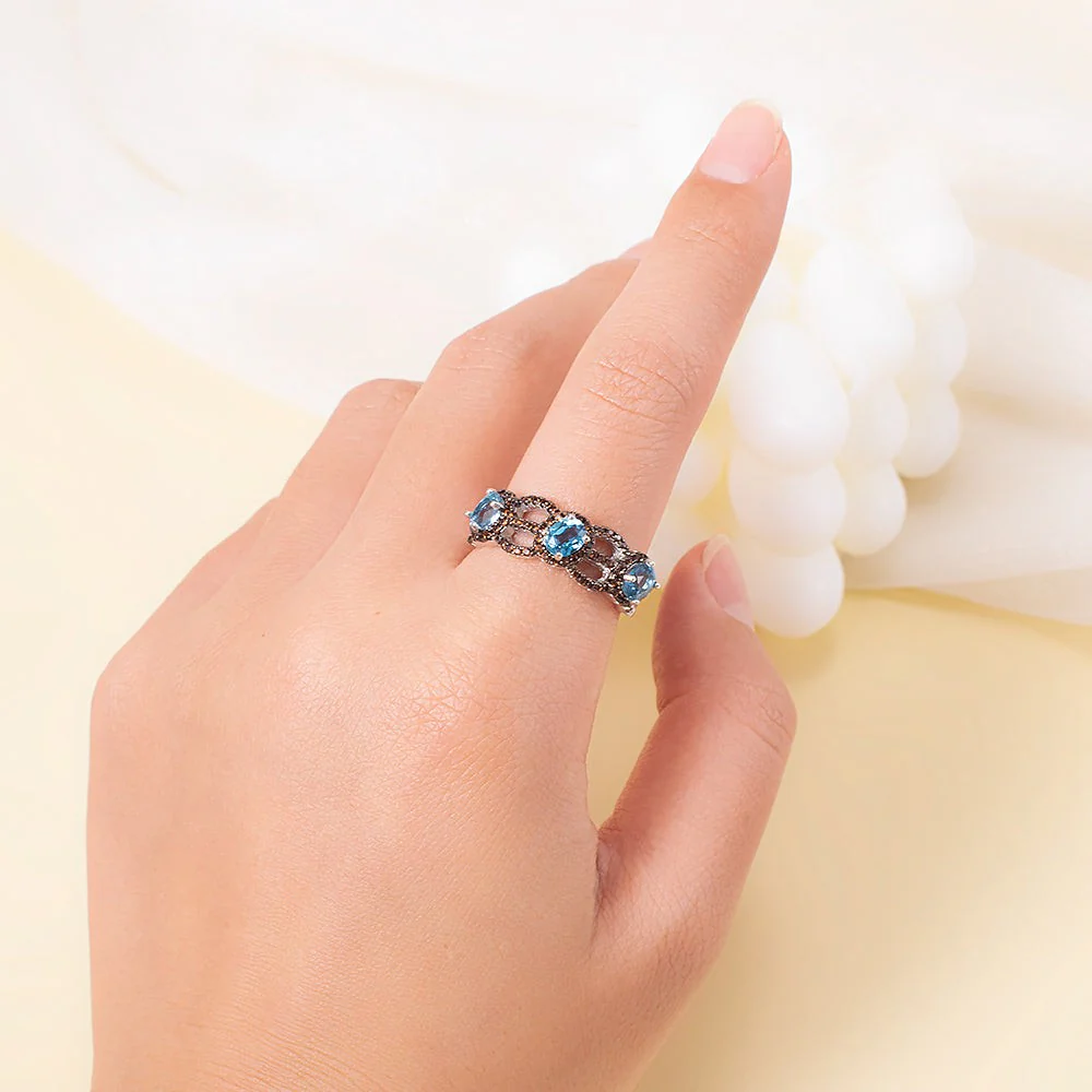 Navy Blue Topaz Ring - Image 4