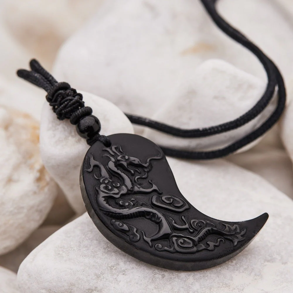 Obsidian Ying Yang Couple Matching Necklaces - Image 2