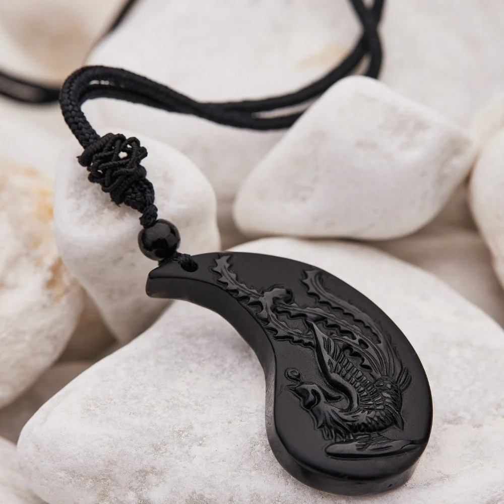 Obsidian Ying Yang Couple Matching Necklaces - Image 3