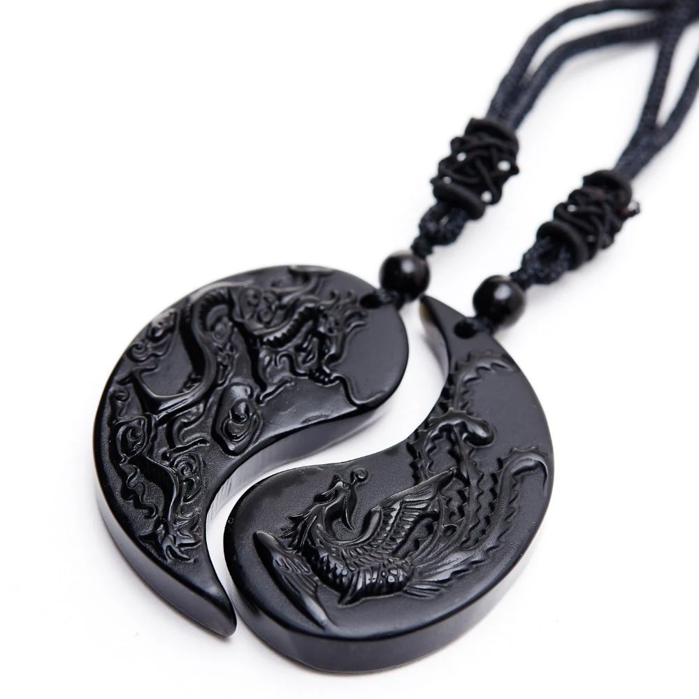 Obsidian Ying Yang Couple Matching Necklaces - Image 8