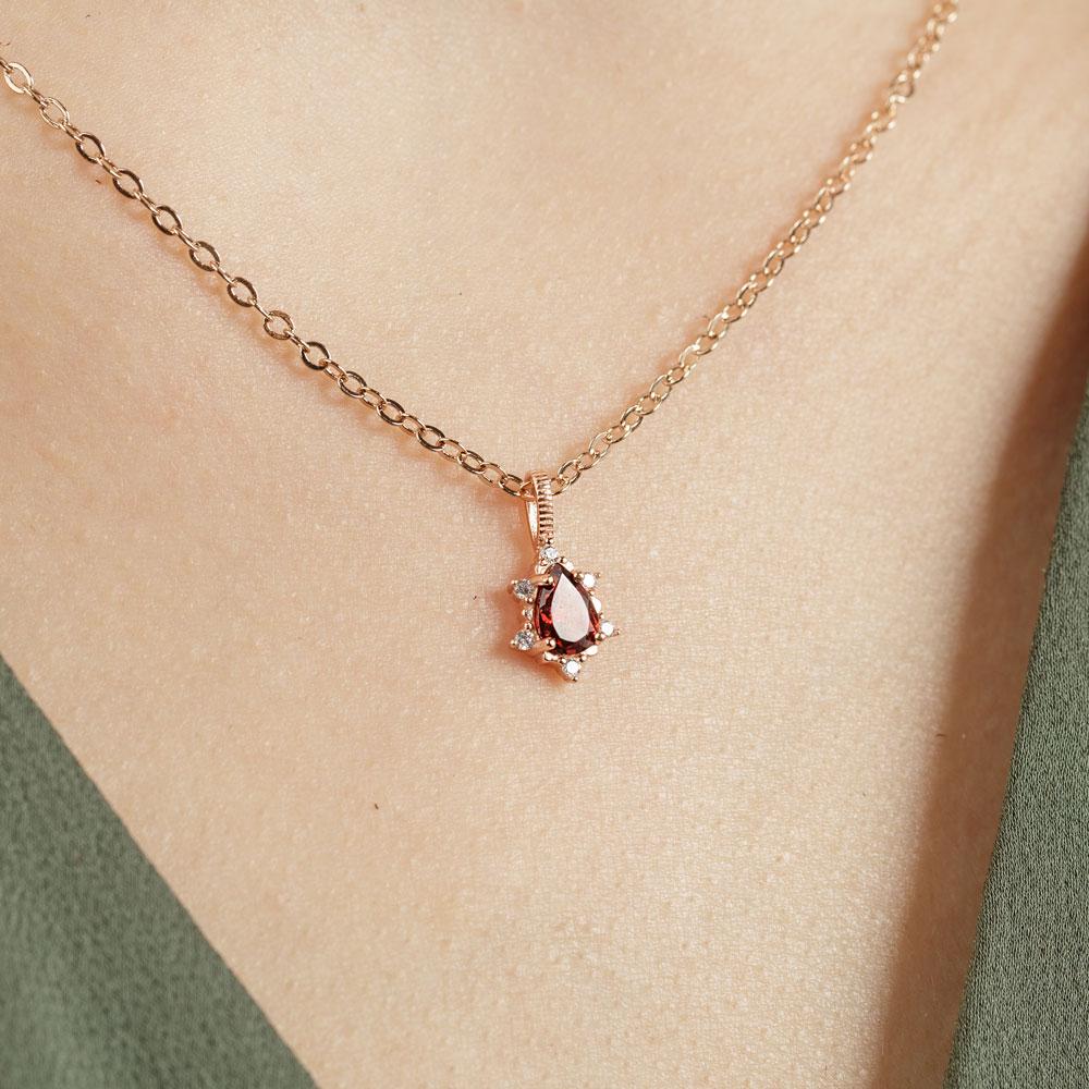 Precious Garnet Teardrop Necklace - Image 2