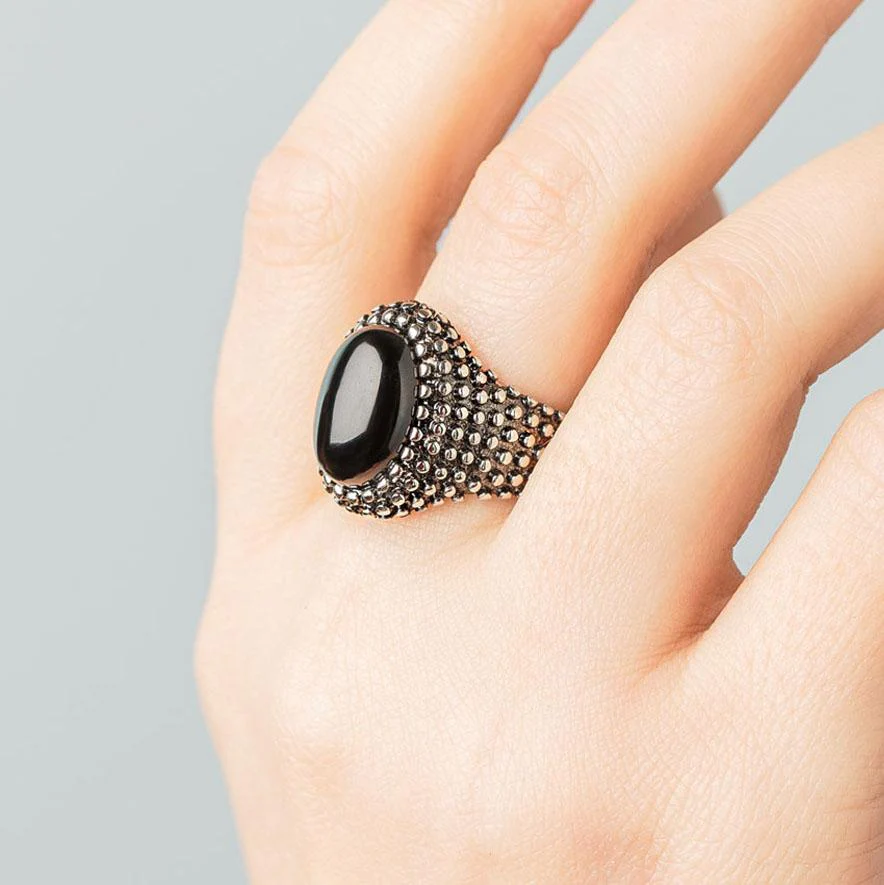 Protection Obsidian Gemstone Ring - Image 4