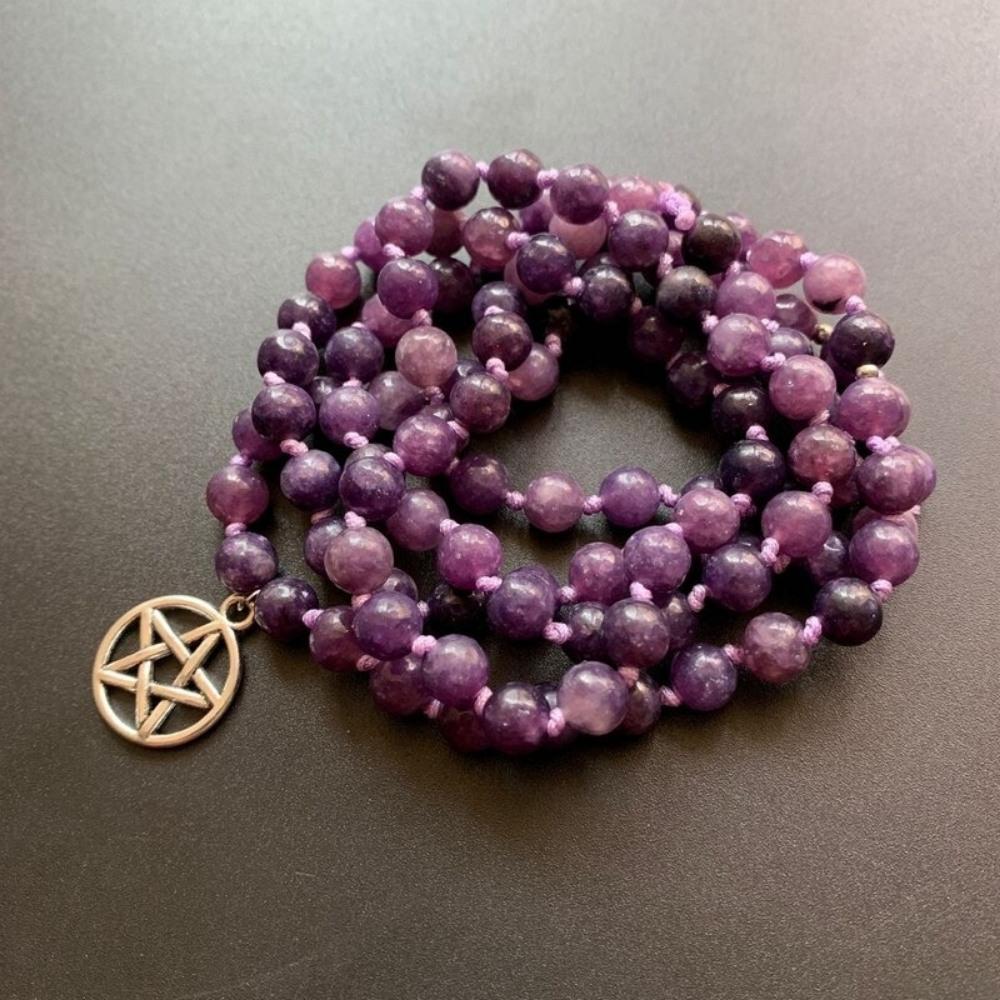 Purple Lepidolite Crystal Beaded Meditation Bracelet - Image 7