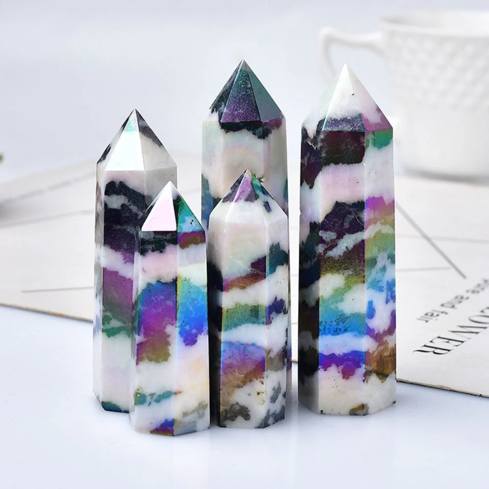 Rainbow Aura Zebra Jasper Crystal Point - Image 4