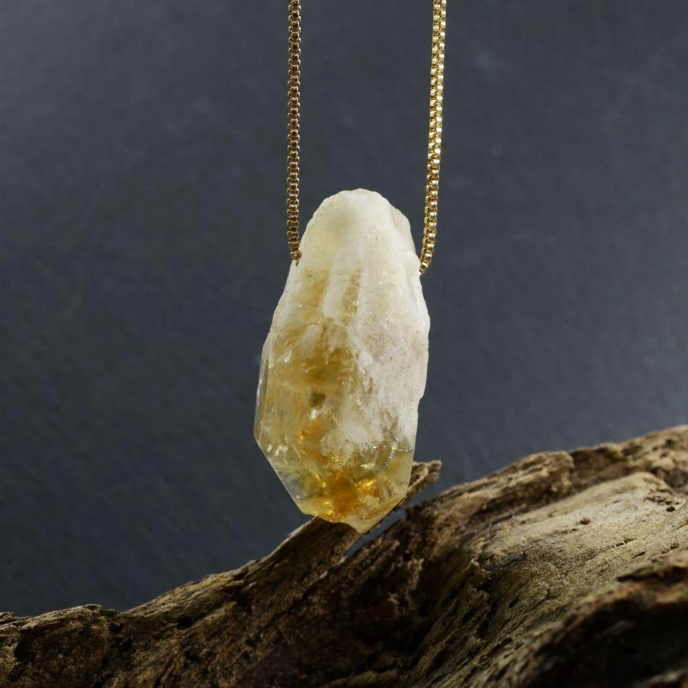 Raw Citrine Crystal Pendant Necklace - Image 3