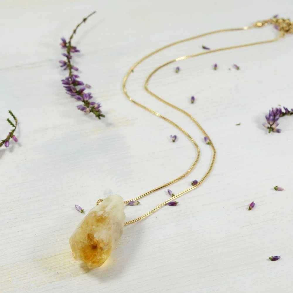 Raw Citrine Crystal Pendant Necklace - Image 7