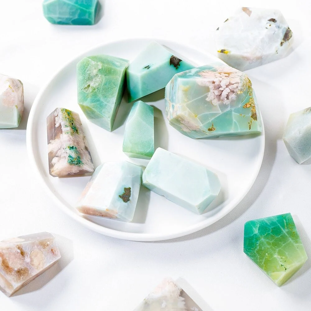 Raw Green Flower Agate Stone - Image 2