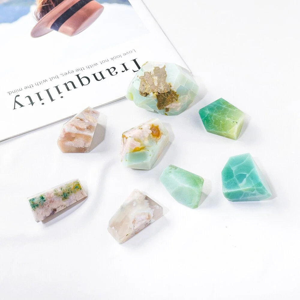 Raw Green Flower Agate Stone - Image 5