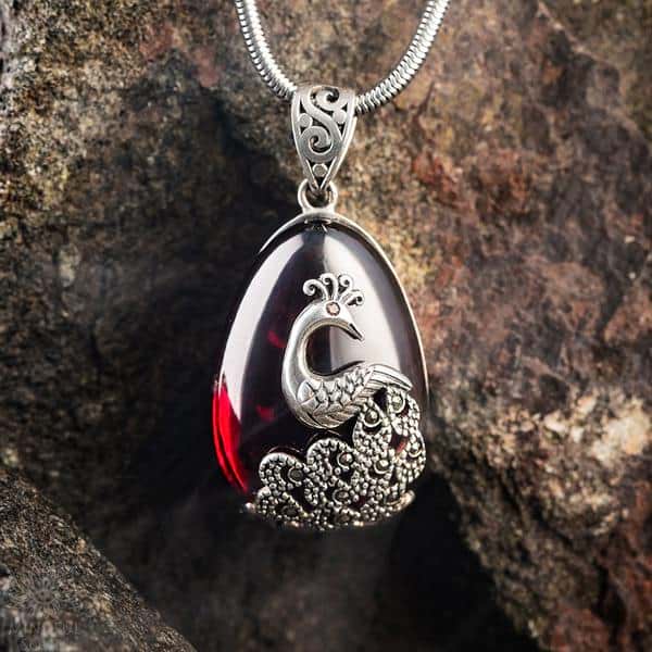 Red Garnet Peacock Necklace - Image 3