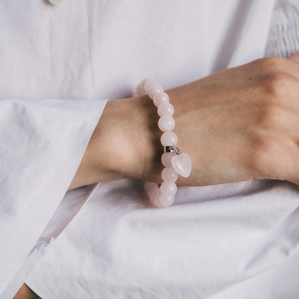 Rose Quartz Beaded Bracelet For Women - Image 2