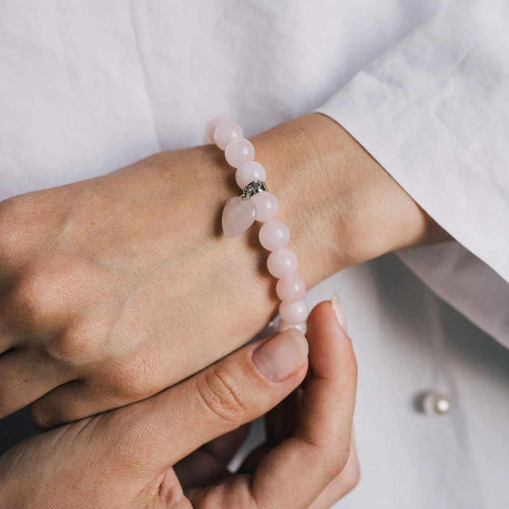 Rose Quartz Beaded Bracelet For Women - Image 3