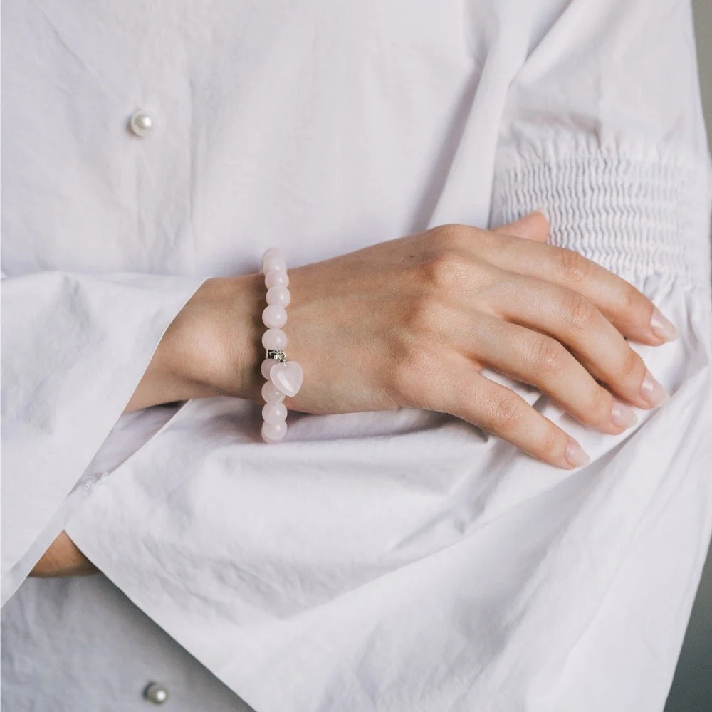Rose Quartz Beaded Bracelet For Women - Image 4