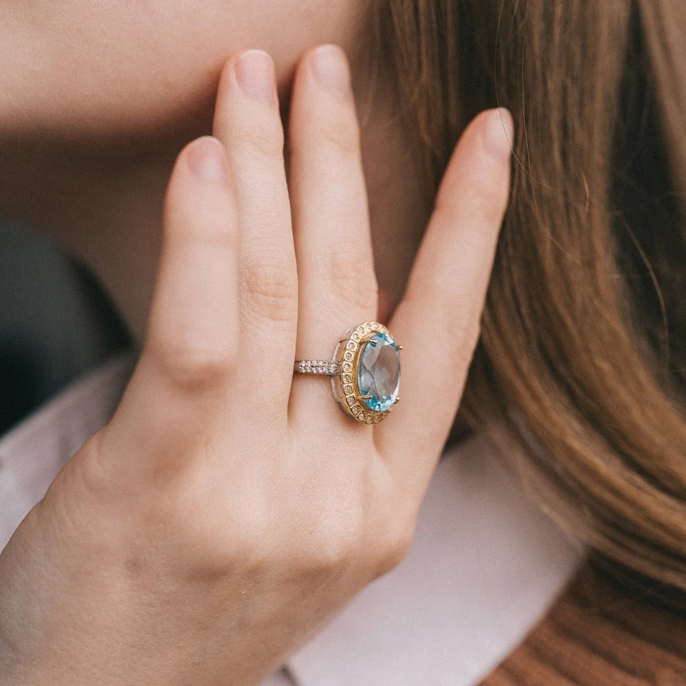 Royal Blue Topaz Crystal Ring - Image 6