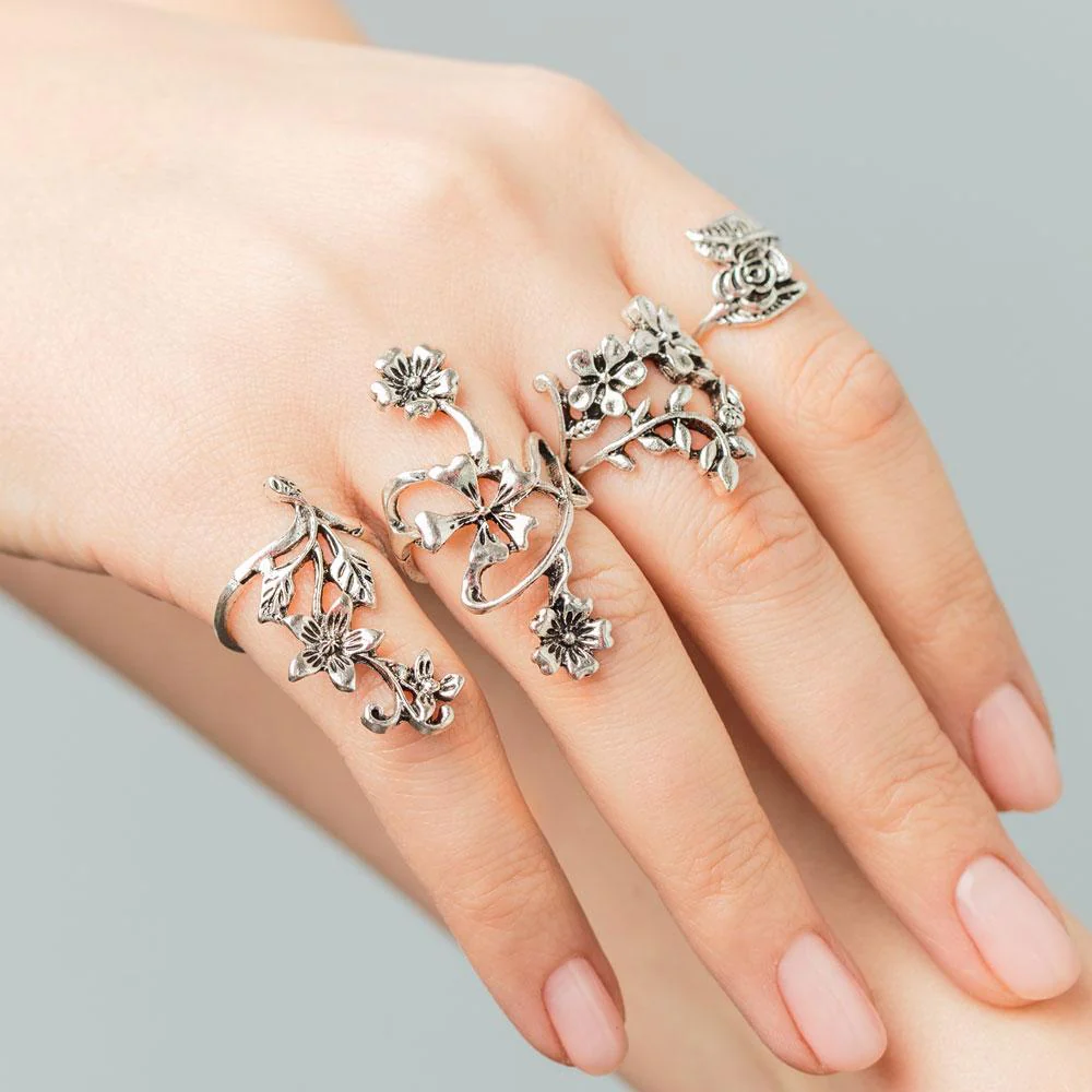 Sacred Blooming Flowers Ring Set - Image 2