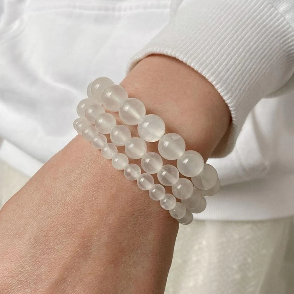 Selenite Crystal Bead Bracelet - Image 4