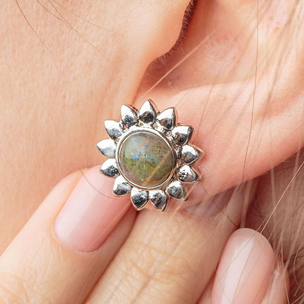 Silver Labradorite Earrings - Image 2