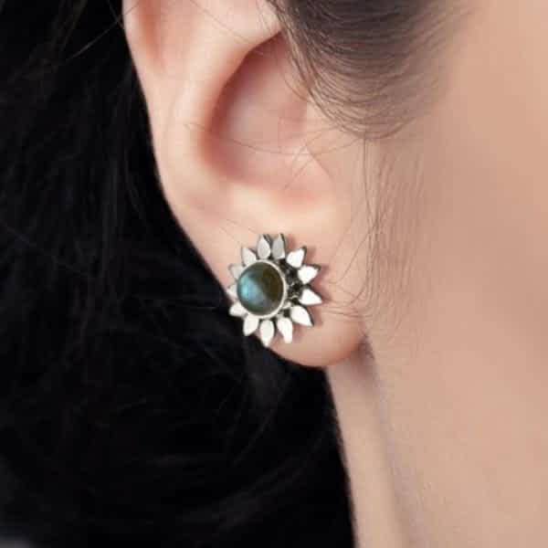 Silver Labradorite Earrings - Image 4