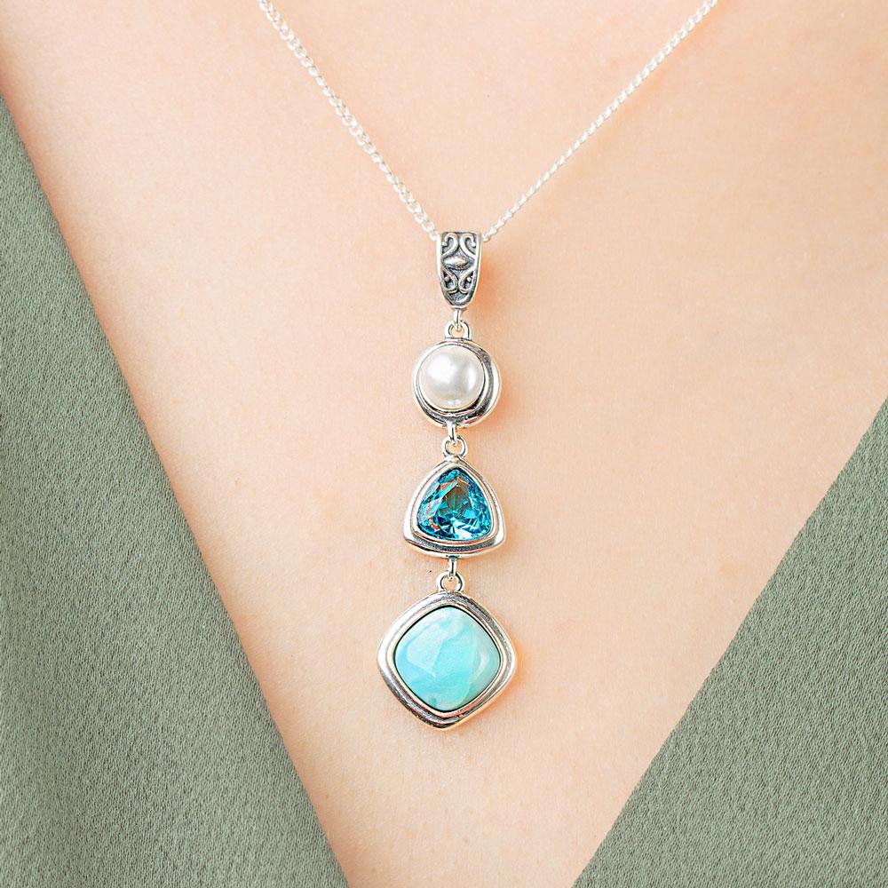 Silver Larimar Necklace - Image 3