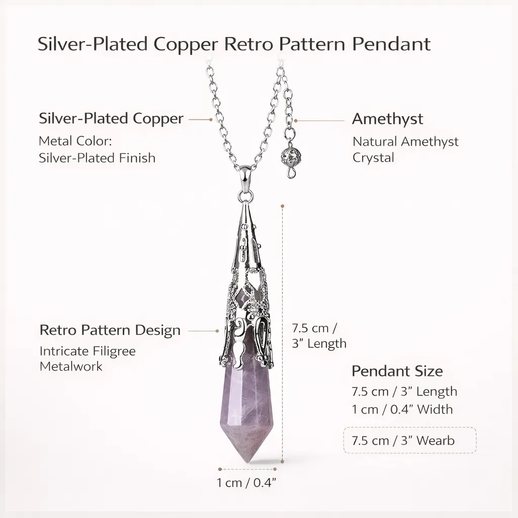 Silver-Plated Copper Retro Pattern Pendant — Timeless Elegance with Healing Energy - Image 10