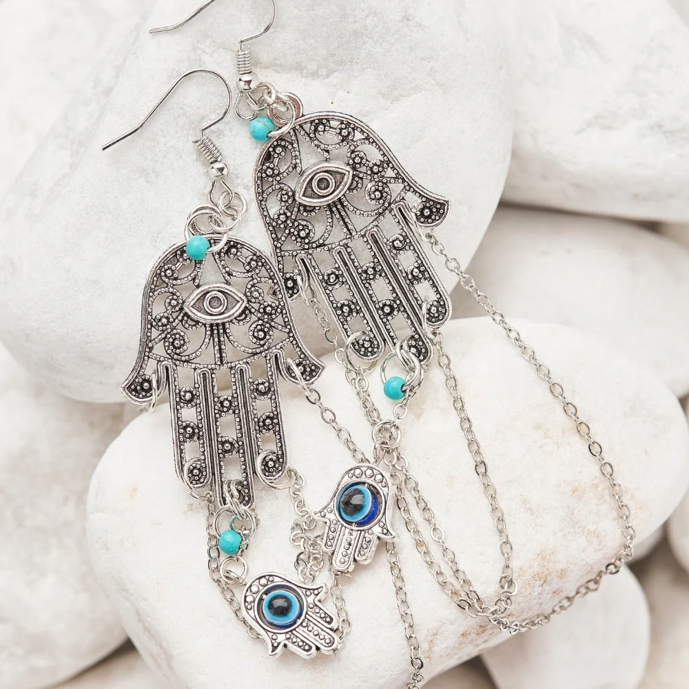 Spiritual Hamsa Evil Eye Earrings