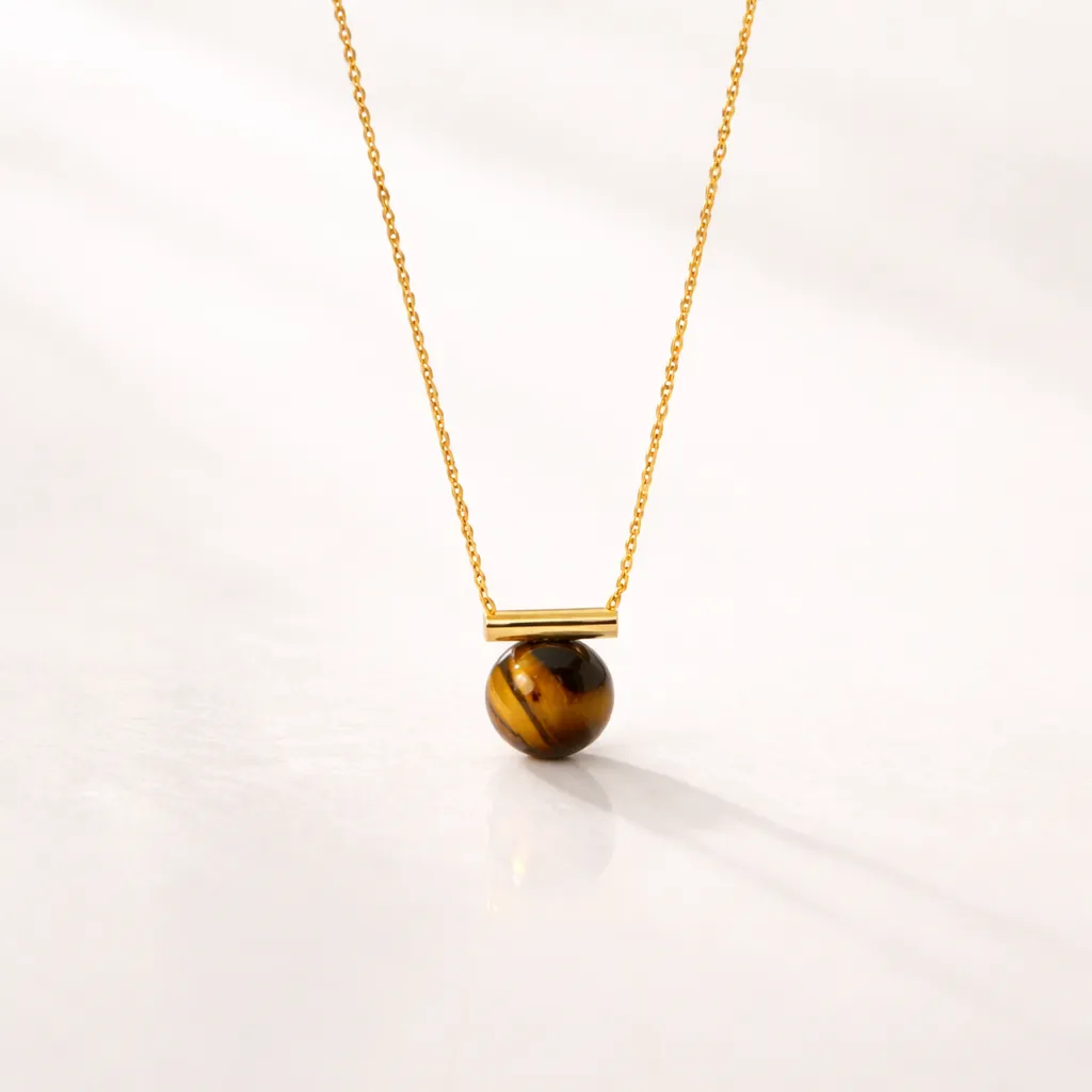 Tiger's Eye Gold-Plated Pendant Necklace — Grounding & Empowering Energy - Image 6