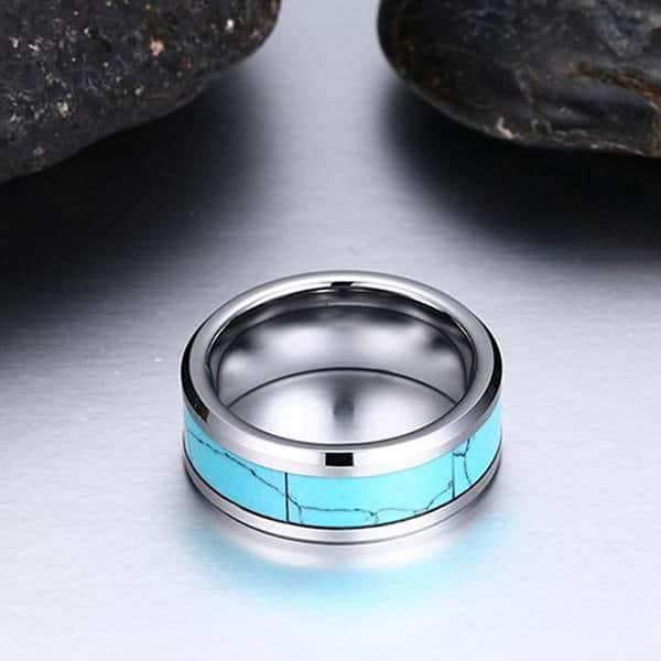 Blue Turquoise Tungsten Ring - Image 5
