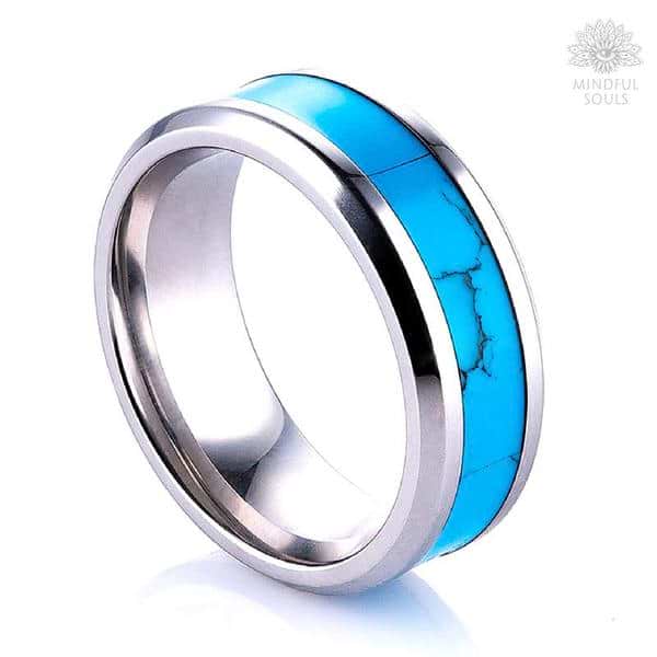 Blue Turquoise Tungsten Ring - Image 7