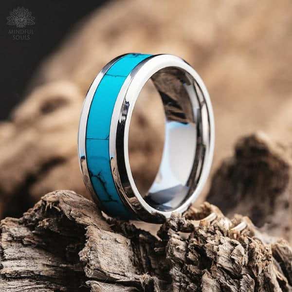 Blue Turquoise Tungsten Ring - Image 8
