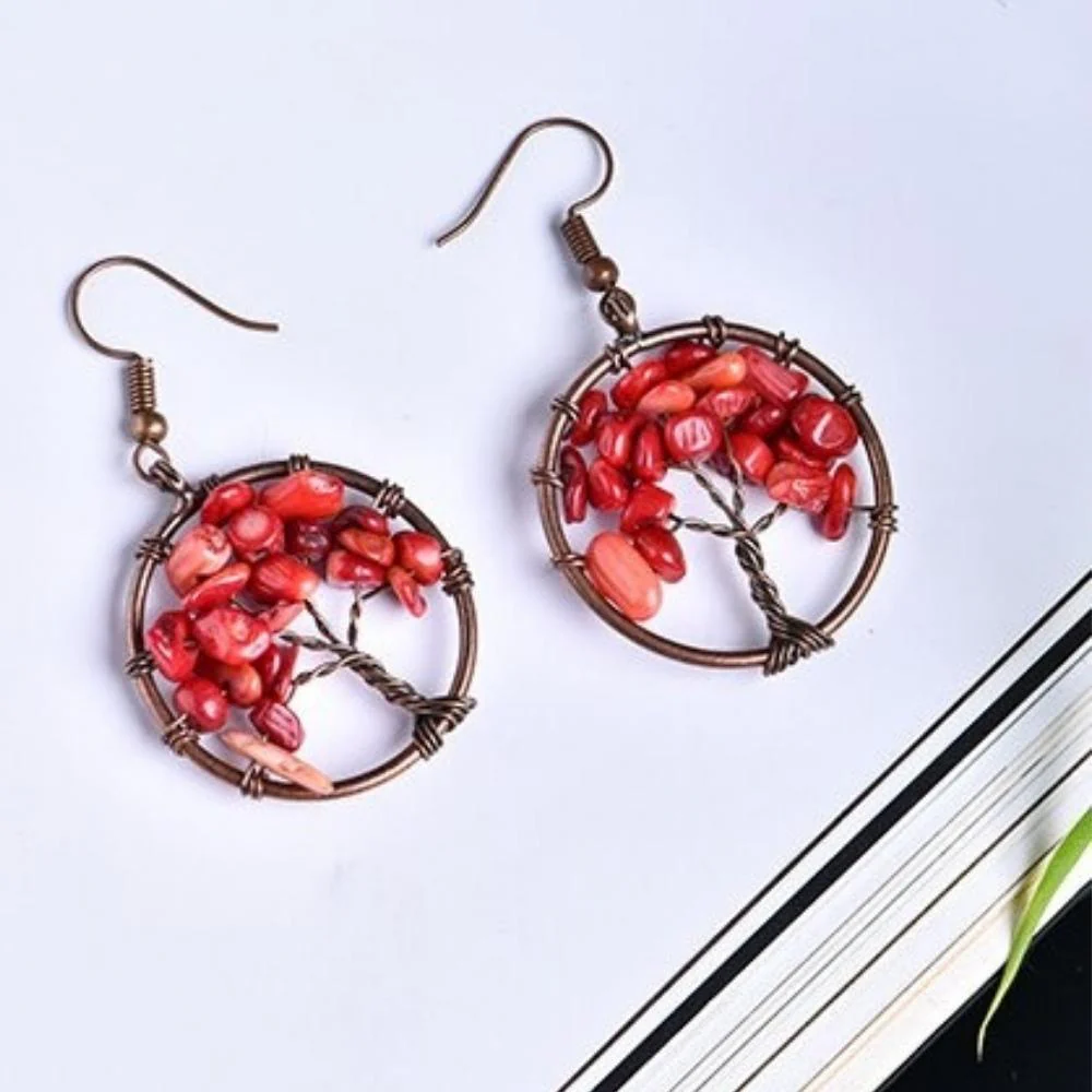Tree of Life Wire Crystal Earrings - Image 3
