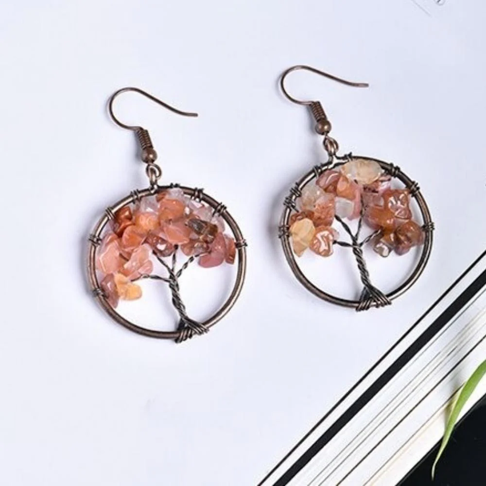 Tree of Life Wire Crystal Earrings - Image 6