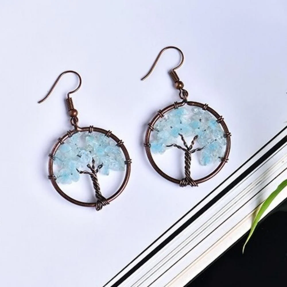 Tree of Life Wire Crystal Earrings - Image 9
