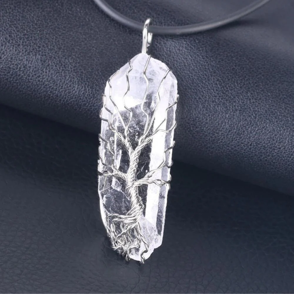 Tree Wire Wrapped Clear Crystal Necklace - Image 4