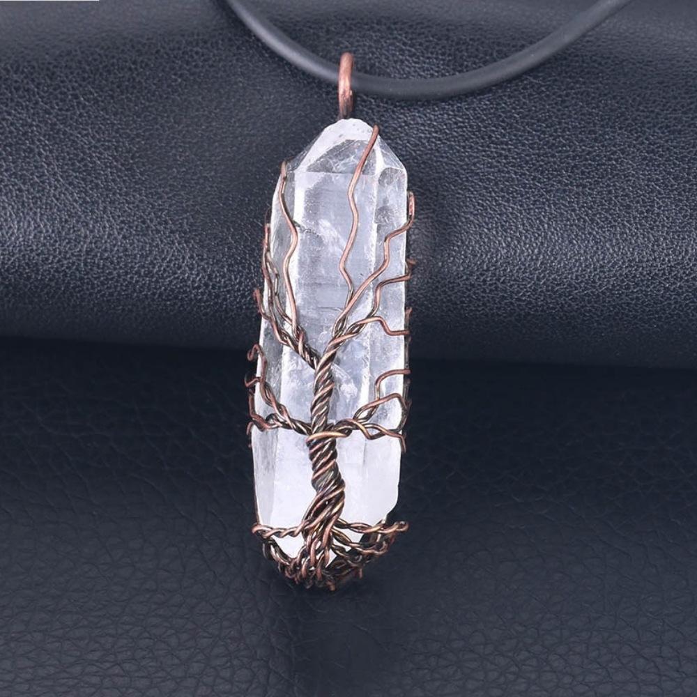 Tree Wire Wrapped Clear Crystal Necklace - Image 5