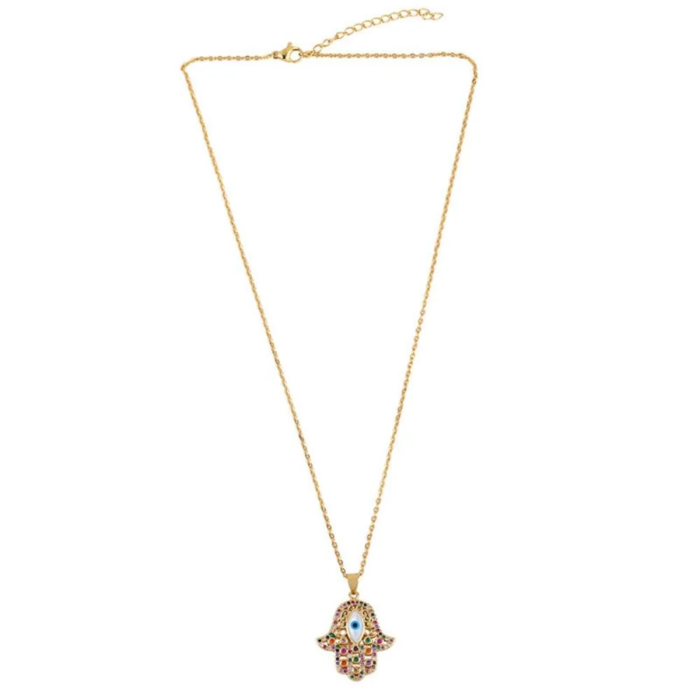 Turkish Hamsa Hand Evil Eye Necklace - Image 2