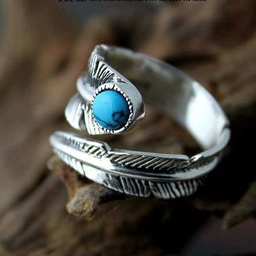 Turquoise Crystal Feather Ring - Image 4