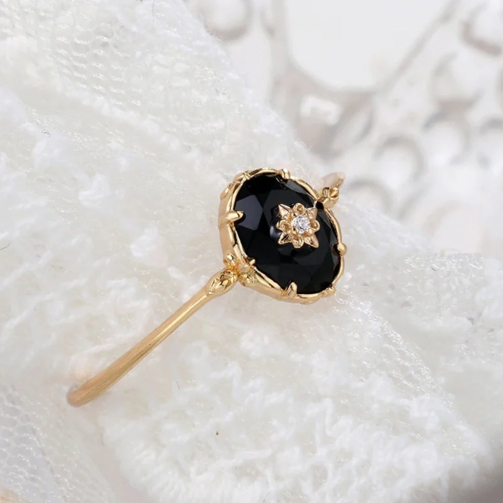 Vintage Black Agate Crystal Ring - Image 2